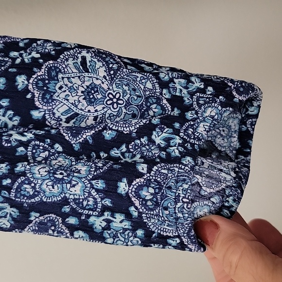 American Eagle Outfitters Blue Print Peasant Style Mini Dress M - Picture 5 of 15